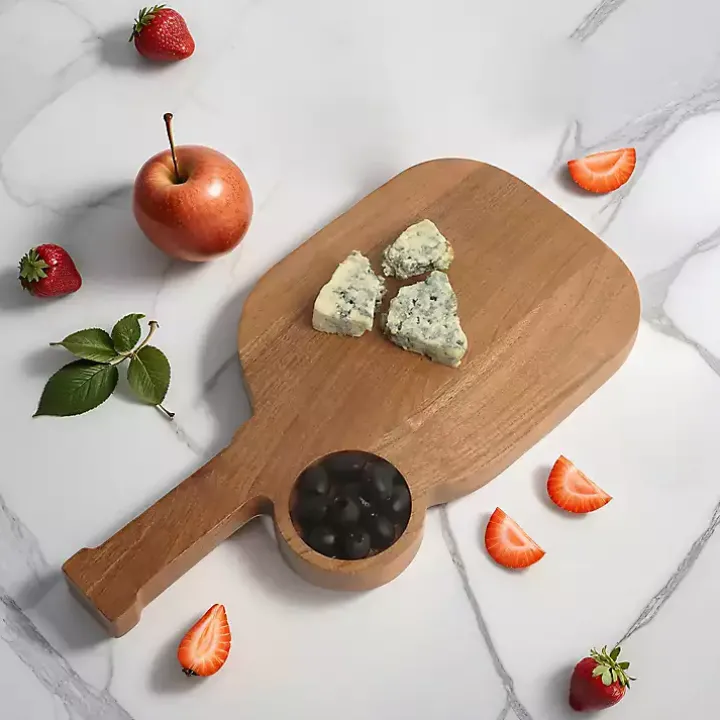 Pickleball Shaped Acacia Wood Serving Board