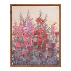 Pink & Red Hollyhock Framed Canvas Art Print
