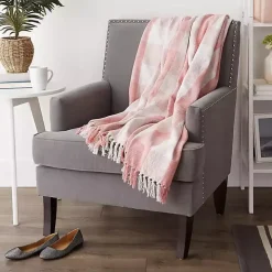 Pink and White Buffalo Check Throw