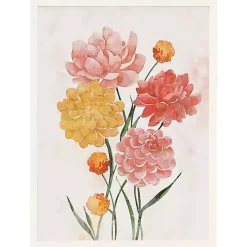 Pink and Yellow Flowers Framed Art Print