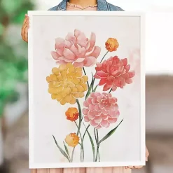 Pink and Yellow Flowers Framed Art Print