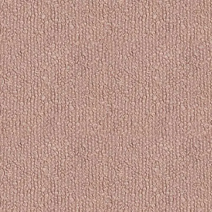 Pink Boucle Natural Wood Ottoman