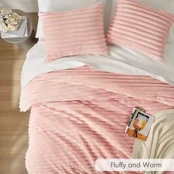 Pink Fluffy Ribbed 3-pc. King Comforter Set