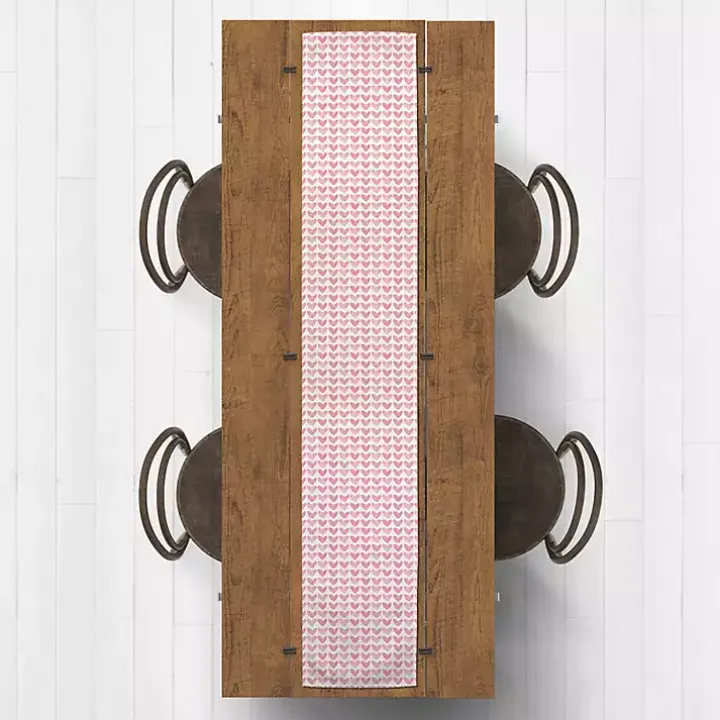 Pink Hearts Cotton Twill Valentine's Runner