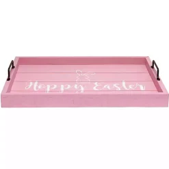 Pink Hoppy Easter Wood Tray