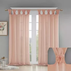 Pink Rosette Tab Top Curtain Panel, 95 in.
