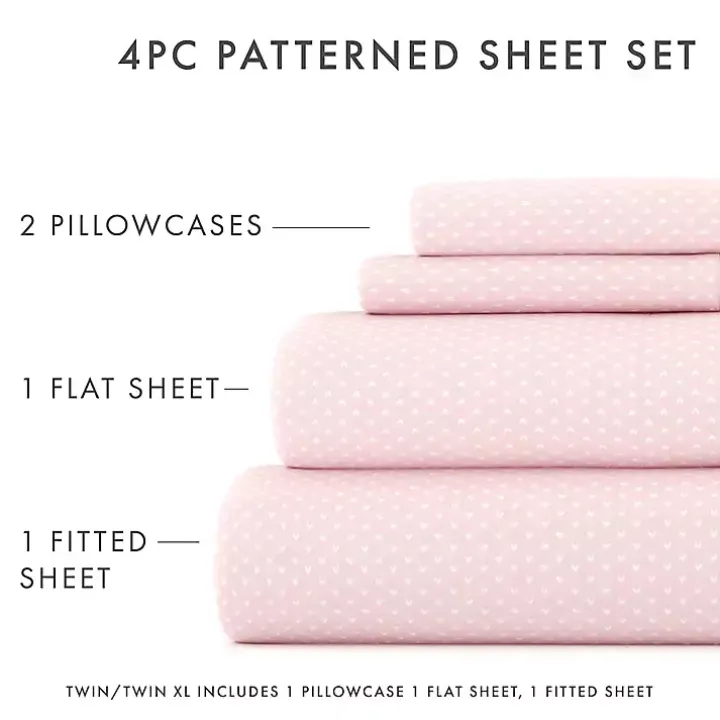 Pink Tiny Hearts 3-pc. Twin Sheet Set
