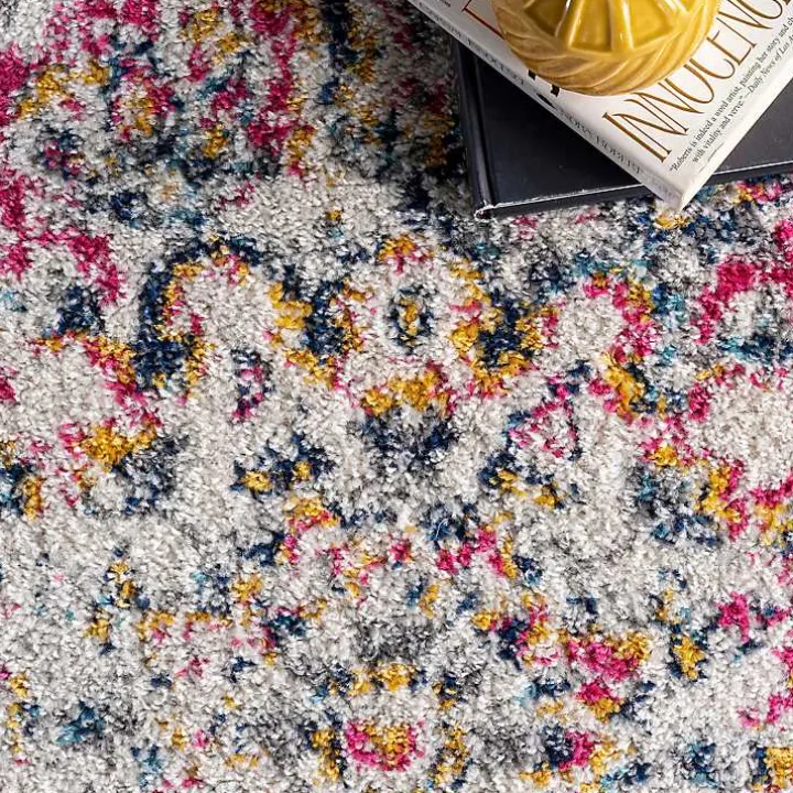 Pink Vintage Medallion Area Rug, 8x12