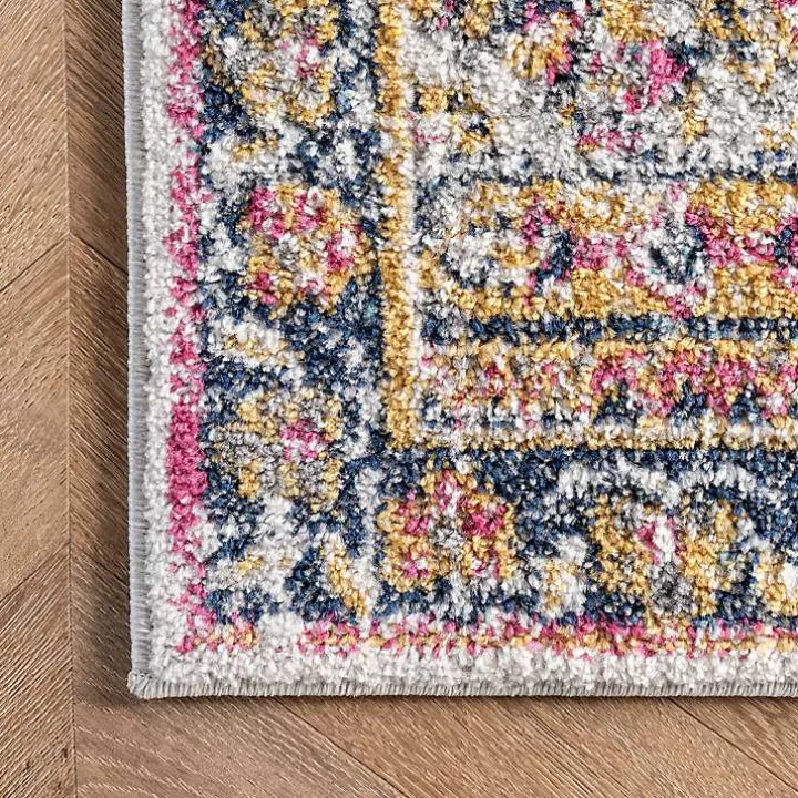 Pink Vintage Medallion Area Rug, 8x12