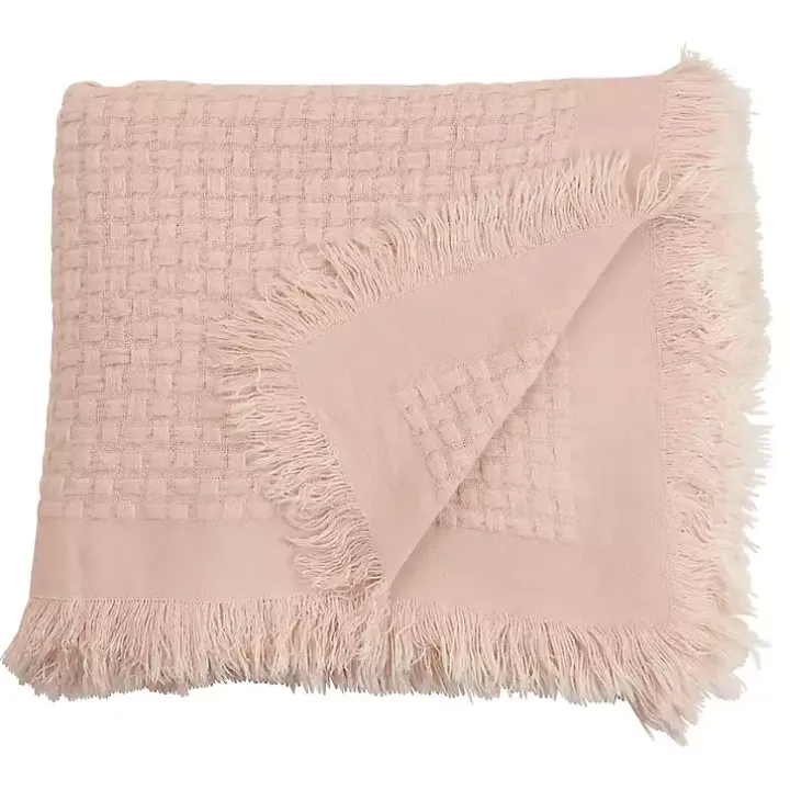 Pink Waffle Weave Throw Blanket