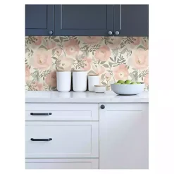 Pink Watercolor Roses Peel & Stick Wallpaper