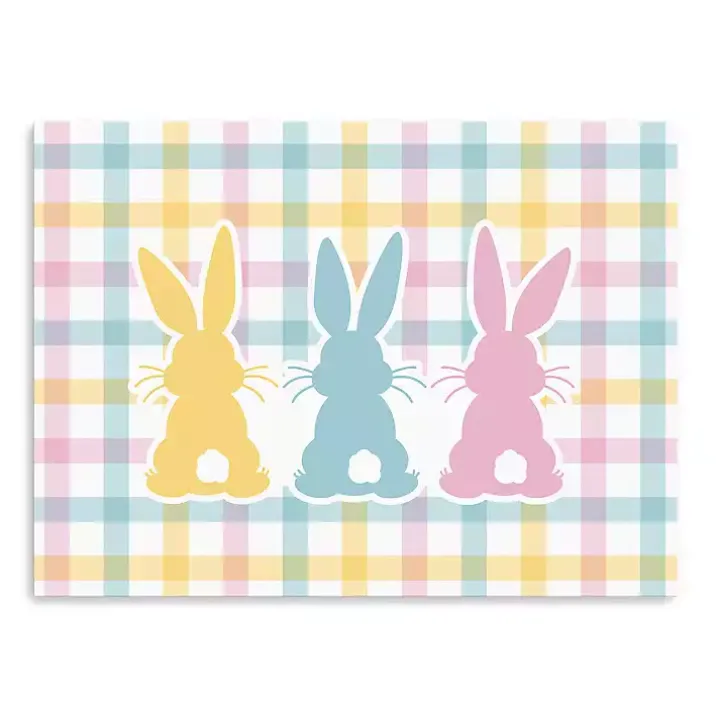 Plaid Bunny Trio Canvas Art Print