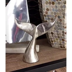 Polished Silver Whale Fin 2-pc. Figurine Set