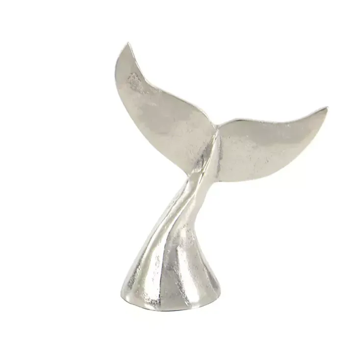 Polished Silver Whale Fin 2-pc. Figurine Set