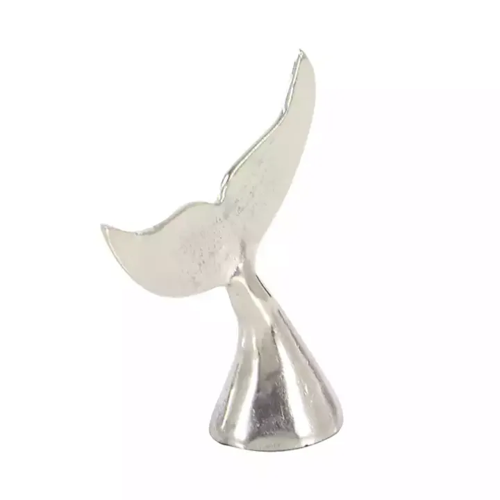 Polished Silver Whale Fin 2-pc. Figurine Set