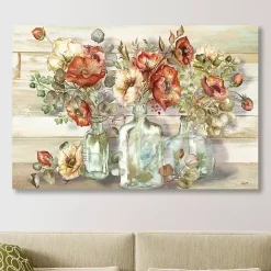 Poppies and Eucalyptus Canvas Art Print, 48x32 in.