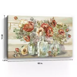 Poppies and Eucalyptus Canvas Art Print, 60x40 in.