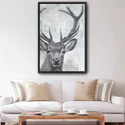 Portrait of a Deer Framed Giclee Canvas Art Print