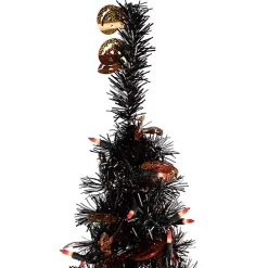 Pre-Lit Black Halloween Pumpkin Tree, 4 ft.