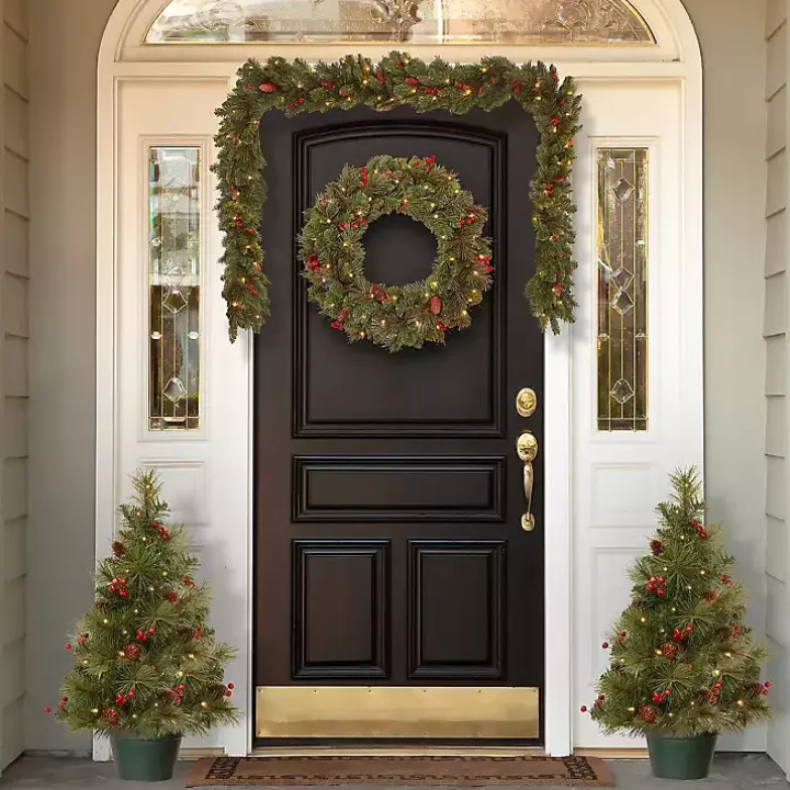 Pre-Lit Christmas Tree and Wreath 4-pc. Set