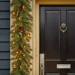 Pre-Lit Glittery Gold Pine Garland, 9 ft.