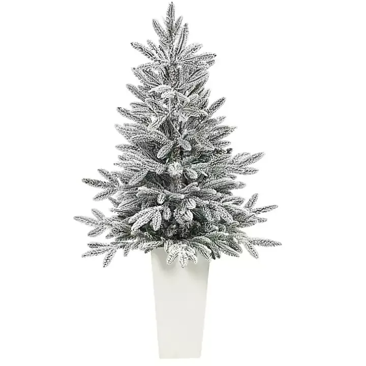 Pre-Lit Manchester Spruce in White Planter, 44 in.