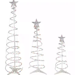 Pre-Lit Multicolor White Spiral Trees, Set of 3