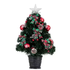 Pre-Lit Plaid Bow Christmas Tree Arrangement