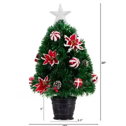 Pre-Lit Poinsettia Christmas Tree Arrangement