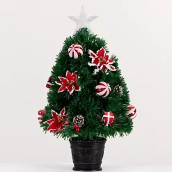 Pre-Lit Poinsettia Christmas Tree Arrangement