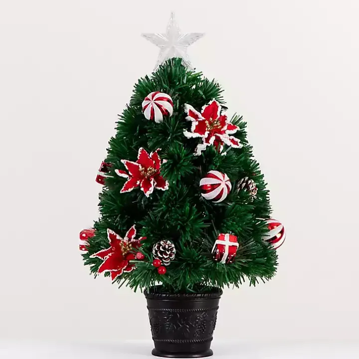 Pre-Lit Poinsettia Christmas Tree Arrangement
