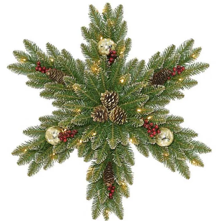 Pre-Lit Snow Sprinkled Christmas Snowflake Wreath
