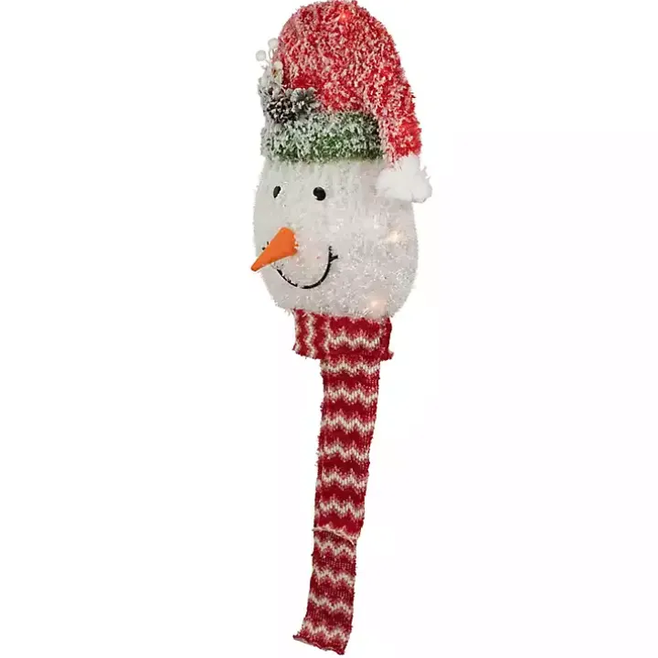 Pre-Lit Snowman with Frosted Hat Tree Topper