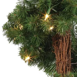 Pre-Lit Spiral Potted Pine Trees, Set of 2