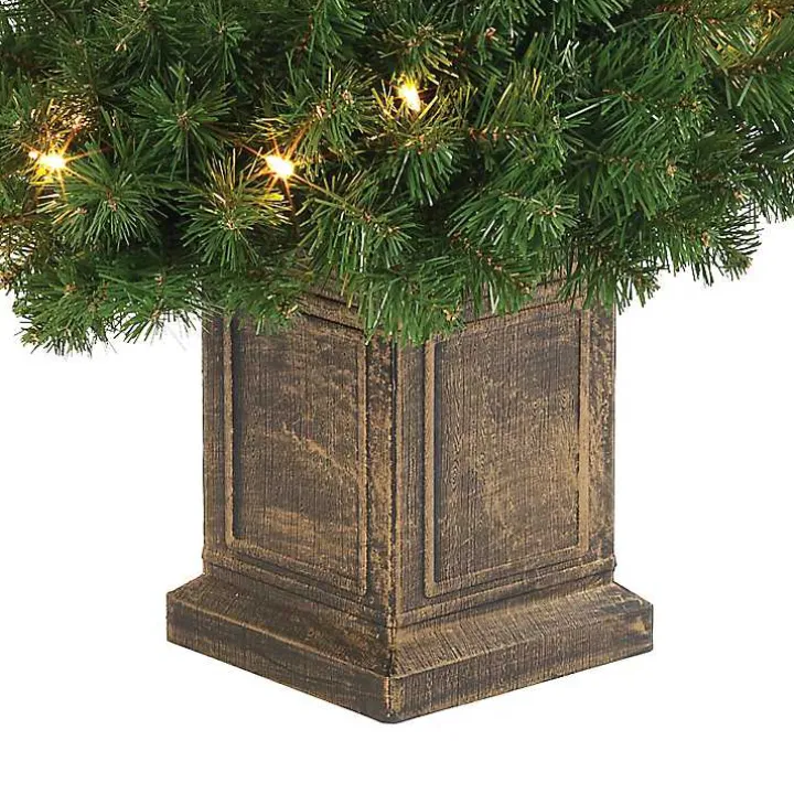 Pre-Lit Spiral Potted Pine Trees, Set of 2