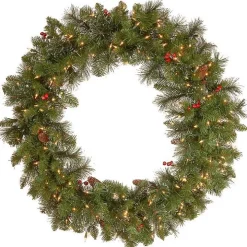 Pre-Lit Traditional Spruce Wreath, 36 in.