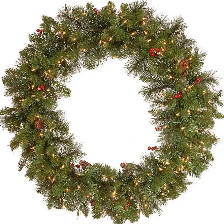 Pre-Lit Traditional Spruce Wreath, 36 in.