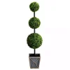 Pre-Lit Triple Boxwood Topiary in Planter, 4 ft.