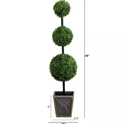 Pre-Lit Triple Boxwood Topiary in Planter, 4 ft.