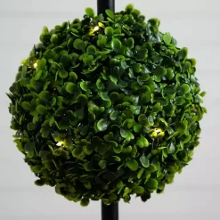 Pre-Lit Triple Boxwood Topiary in Planter, 4 ft.