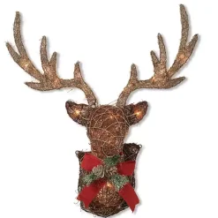 Pre-Lit Vine Head Stag Plaque