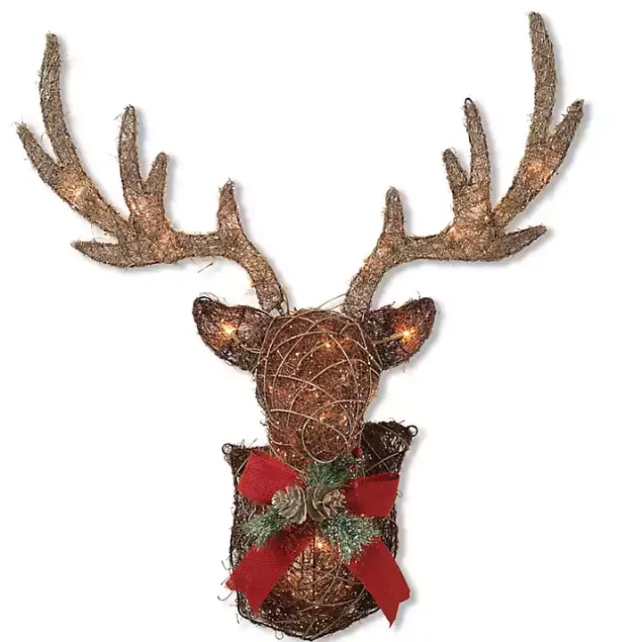 Pre-Lit Vine Head Stag Plaque
