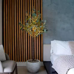 Pre-Lit Warm LED Eucalyptus Plant, 5 ft.