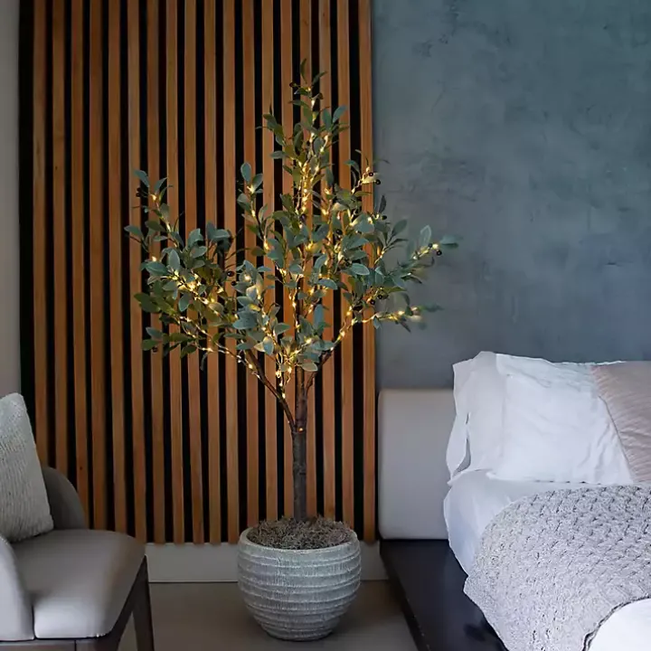 Pre-Lit Warm LED Olive Tree, 5 ft.