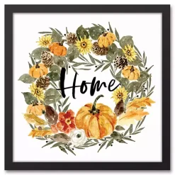 Pumpkin Wreath Home Framed Canvas Art Print