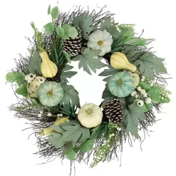 Pumpkins and Greenery Mix Wreath