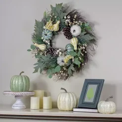 Pumpkins and Greenery Mix Wreath