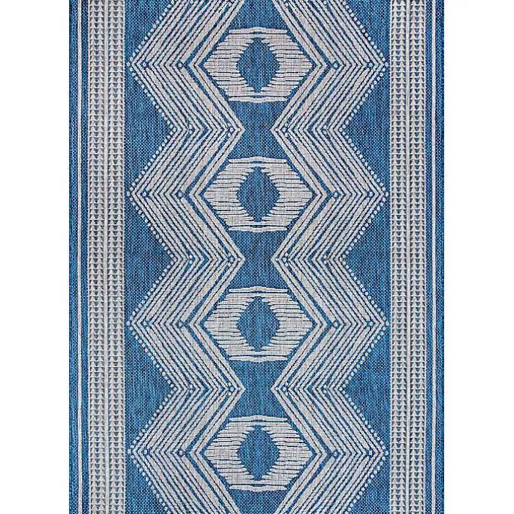 Raina Blue Tribal Zig Zag Outdoor Rug, 8x10