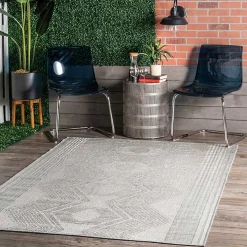 Raina Gray Tribal Zig Zag Outdoor Rug, 5x8