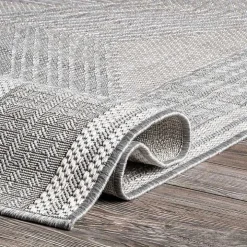 Raina Gray Tribal Zig Zag Outdoor Rug, 5x8